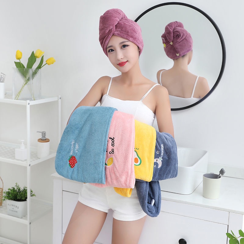 Mũ Tắm Trùm Đầu Bằng Vải Nhung Siêu Mềm Thấm Hút Nhanh Khô Tiện Dụng