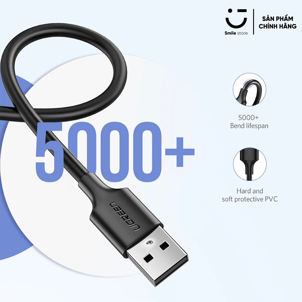 Cáp Sạc Nhanh Micro USB UGREEN - Bọc PVC Chắc Chắn, Đầu Mạ Niken, Tốc Độ 480Mbps, Tương Thích Với Các Thiết Bị Android