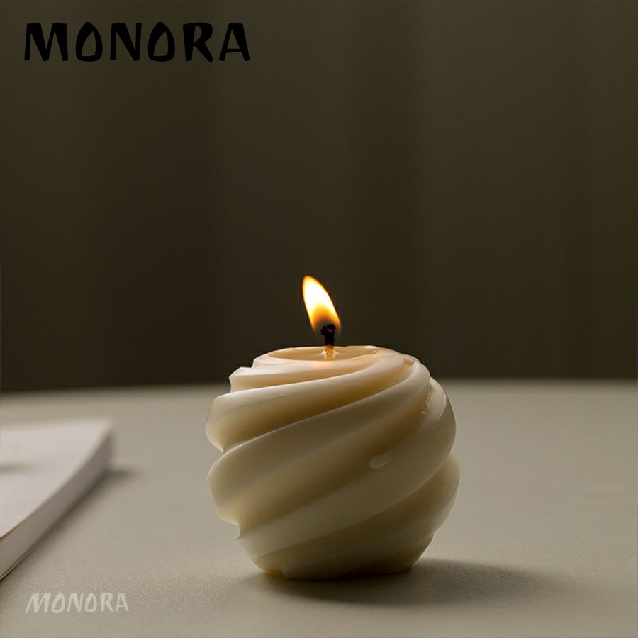 Nến Thơm Decor tinh dầu hoa mix trang trí hình khối tròn xoắn Nghệ Thuật, trang trí MONORA C34