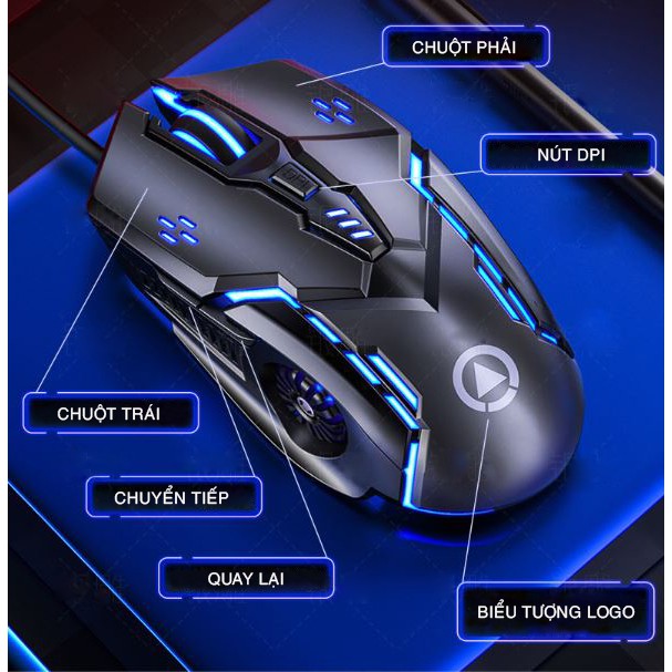 Chuột gaming - G5 e-sports game mouse - Chuột máy tính có dây YINDI-G5 hiệu ứng ánh sáng 7 màu