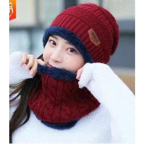 Set mũ len kèm khăn ống lót lông Nam, Nữ - Qùa tặng dành cho Ông, Bà, Bố Mẹ