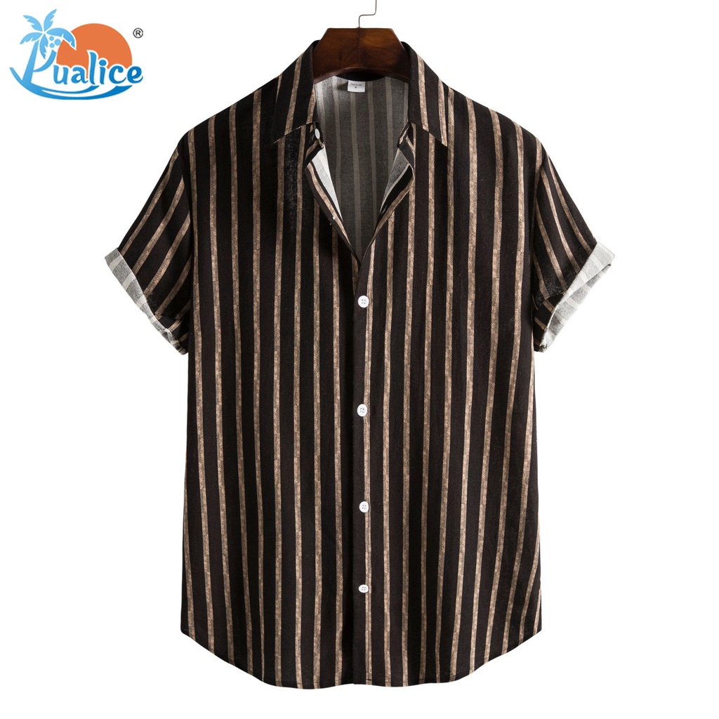 Áo sơ mi ngắn tay in họa tiết thời trang 2021 dành cho nam