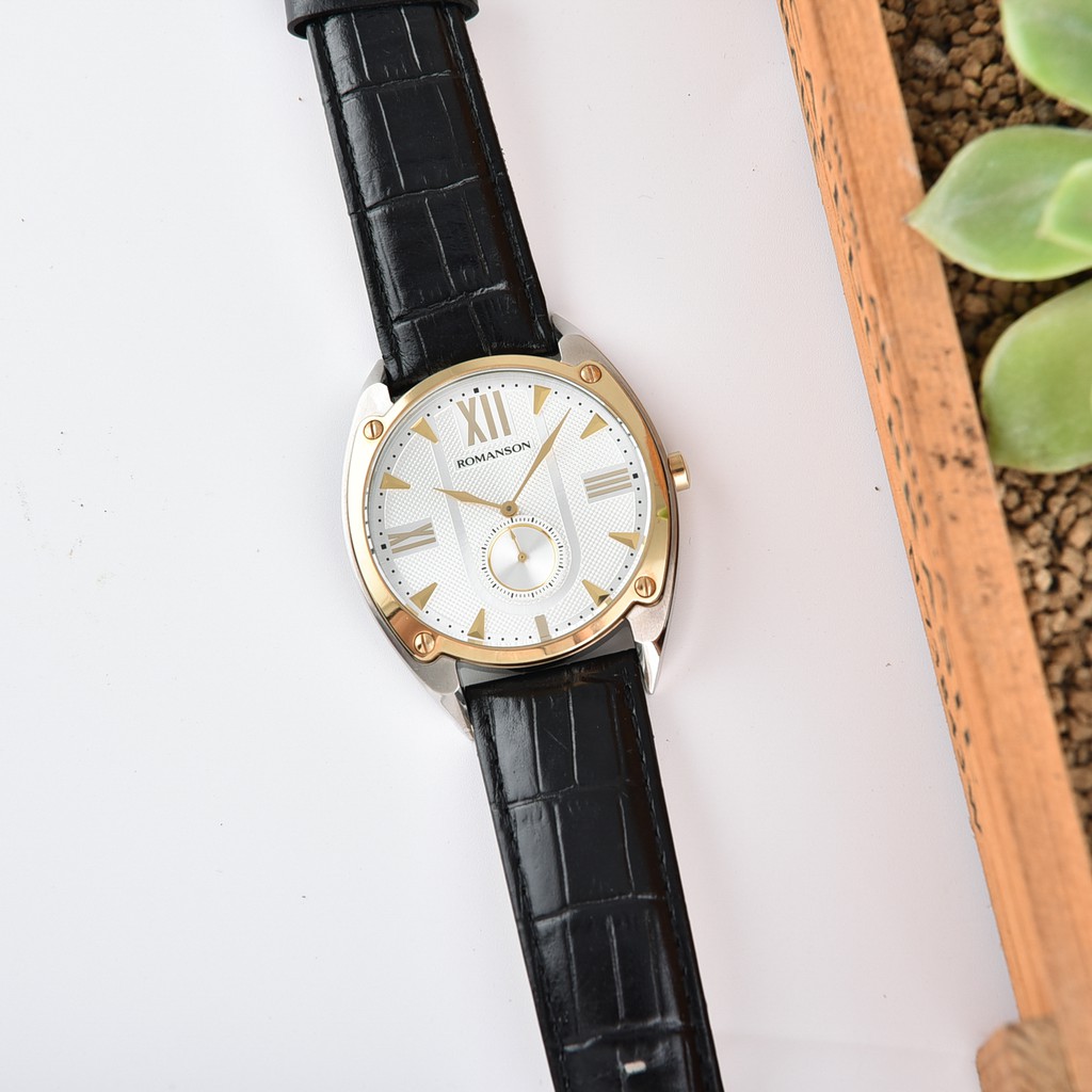 Đồng hồ Romanson Men Watch Sport TL1272JMCWH nam máy Thụy Sĩ, chống nước, dây da cao cấp chính hãng