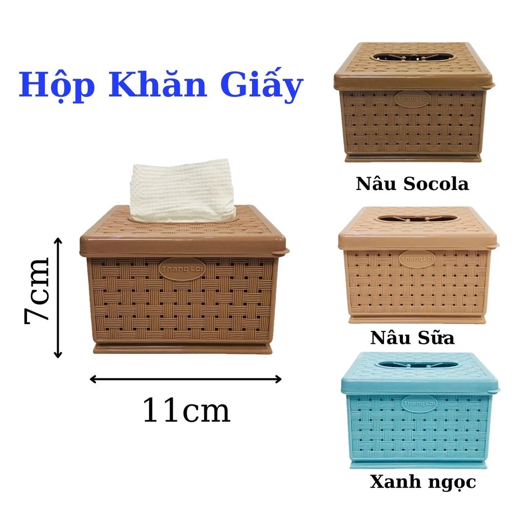 Hộp Đựng Khăn Giấy Vuông Size Nhỏ 11x11x7cm Nhựa Thắng Lợi