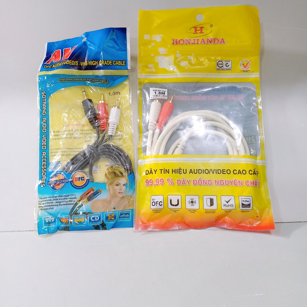 Dây biến đổi âm thanh từ điện thoại thông minh ra loa AV 3.5 Ra 2 Sen