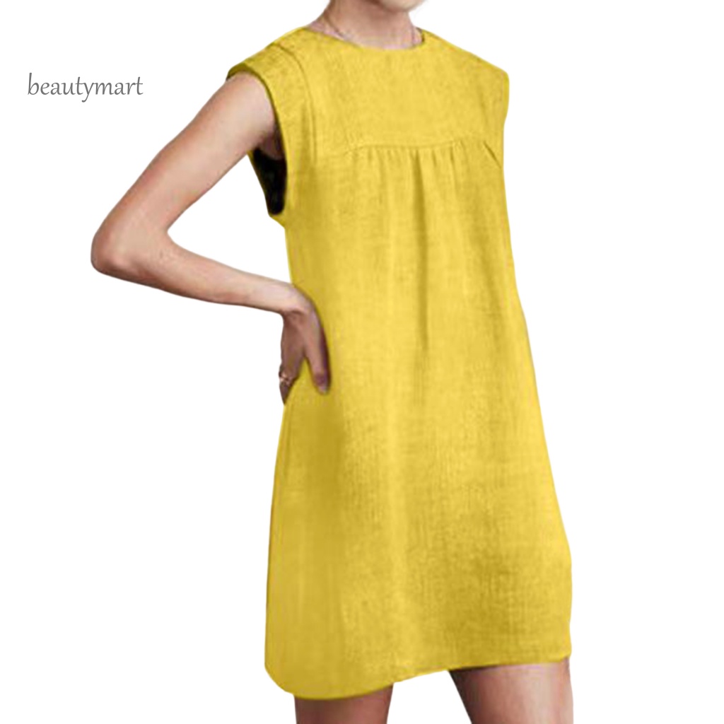 Đầm Ngắn Không Tay Dáng Suông Rộng Thoải Mái Thời Trang Cho Nữ