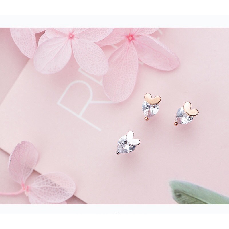 Bông Tai Nữ Bạc 925 Cao Cấp ERASHOP 073666 - Trái Tim Đá Đơn Giản, Nhỏ Gọn, Phù Hợp Đeo Hằng Ngày, Siêu Rẻ Đẹp
