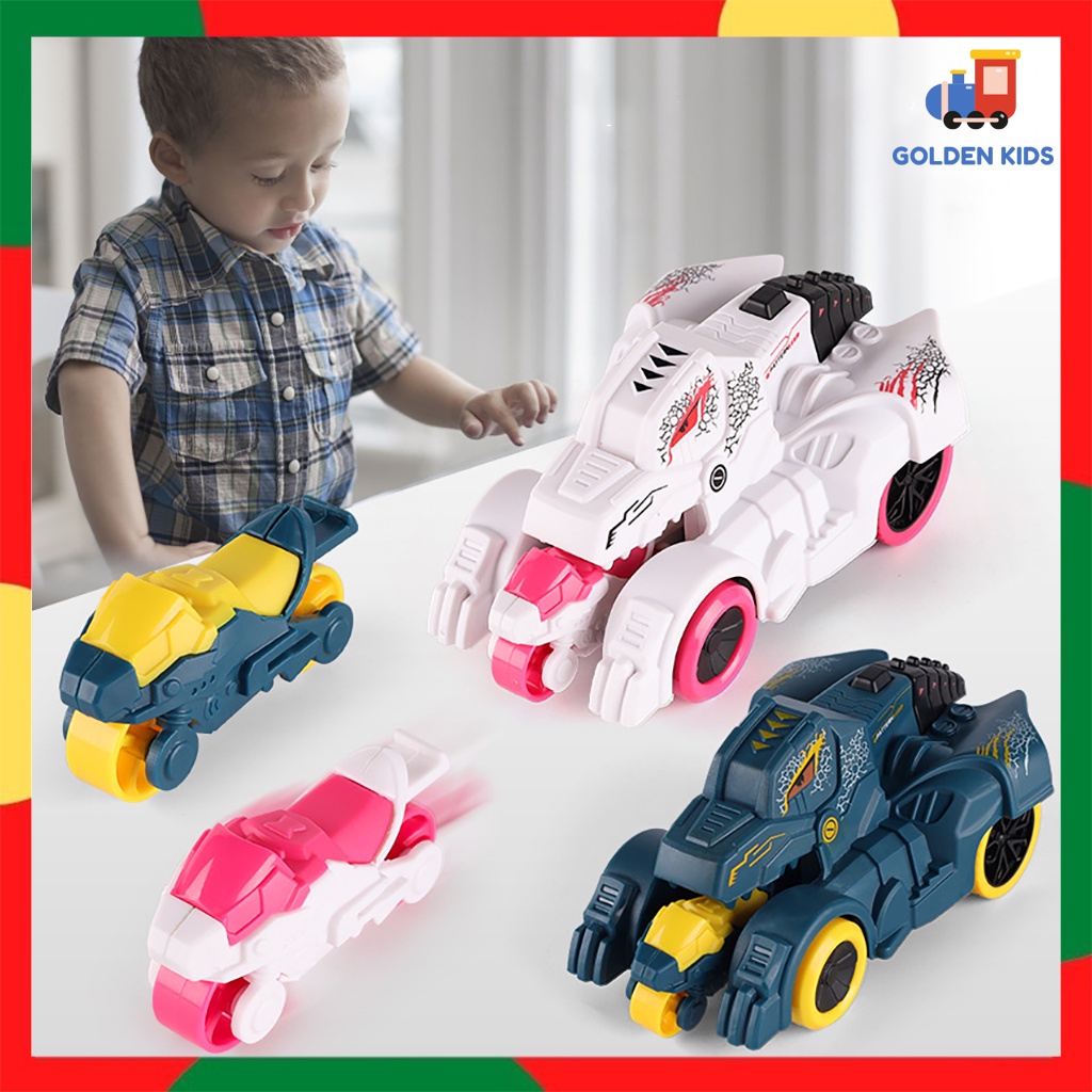 Xe ô tô địa hình khủng long chạy đà quán tính bắn ra mô tô tốc độ cao phát triển trí thông minh cho bé
