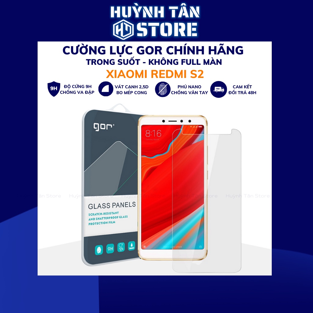 Kính cường lực redmi s2 trong suốt KHÔNG FULL MÀN chống bám vân tay chính hãng Gor phụ kiện huỳnh tân store