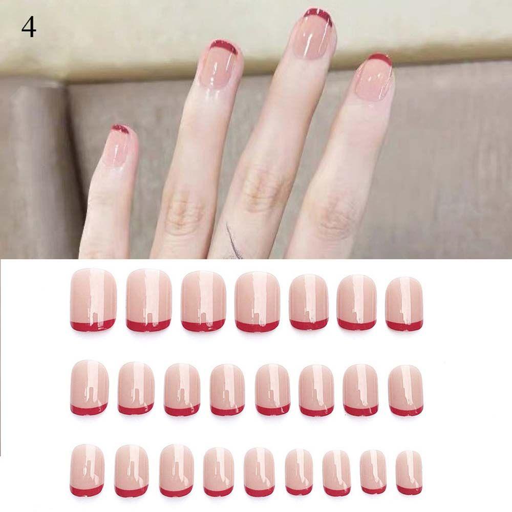 Móng Tay Giả Hình Vuông Màu Gradient Che Phủ Toàn Diện Phong Cách Pháp Độc Đáo