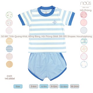 Bộ Quần Áo Cài Vai Cộc Kẻ Xanh To Nous (Size 3-6 Tháng Đến 18-24 Tháng)