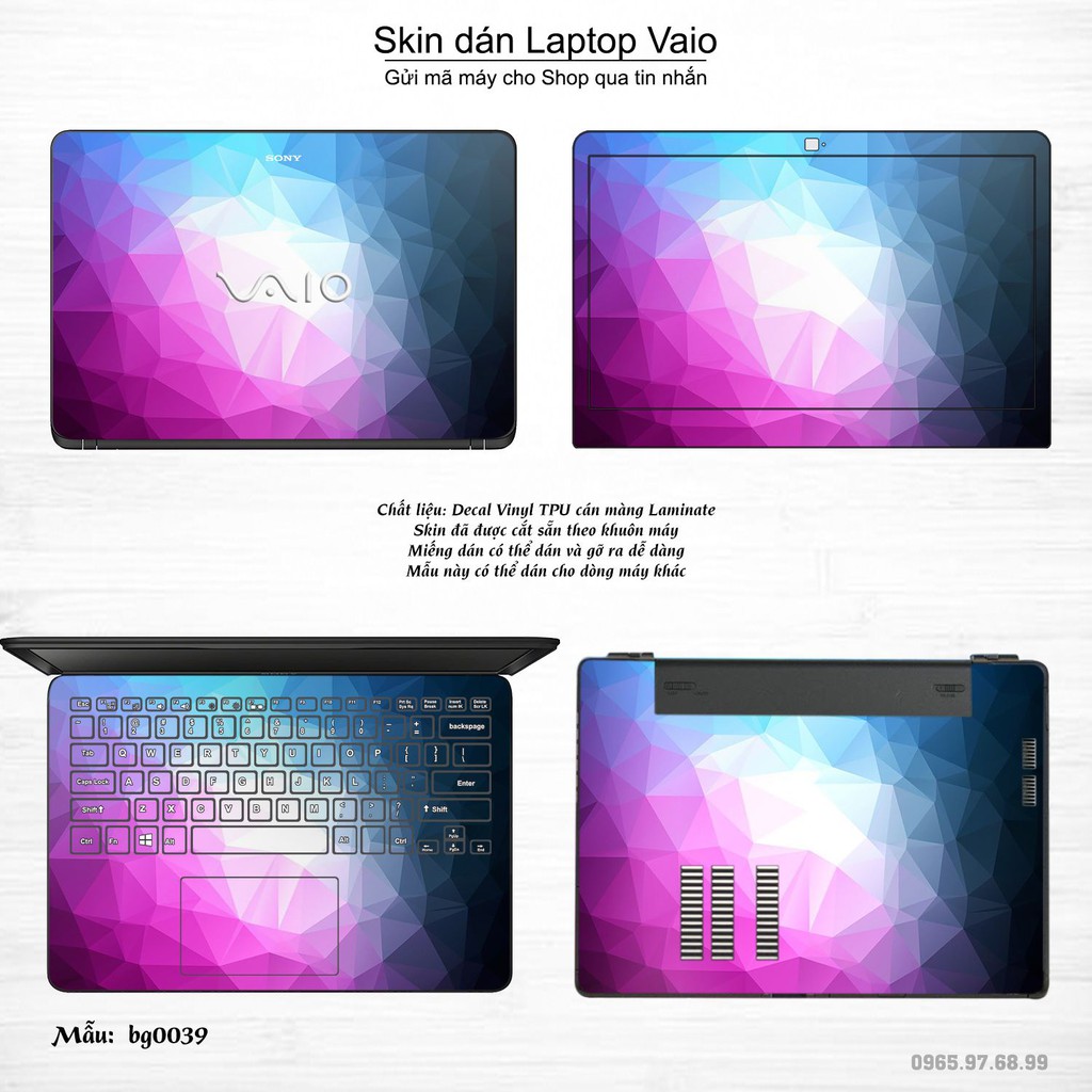 Skin dán Laptop Sony Vaio in hình Vân kim cương _nhiều mẫu 2 (inbox mã máy cho Shop)