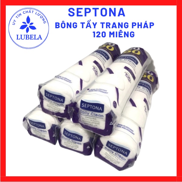 Bông tẩy trang pháp 120 miếng tròn 3 lớp septona