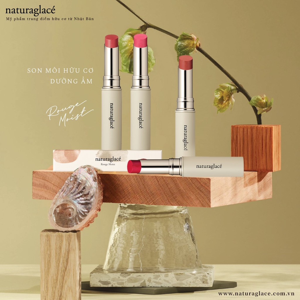 [Mua son tặng set son du lịch mini] Son bán lì hữu cơ naturaglacé rouge moist lipstick