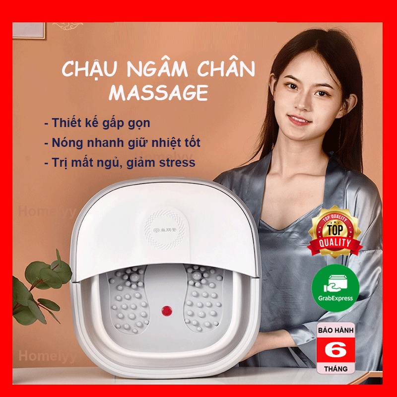 Chậu ngâm chân massage gấp gọn, Bồn ngâm chân mát xa cao cấp, tự động đun nước, giữ nhiệt ổn định YT-P02