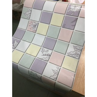 1M Giấy dán bếp khổ rộng 60cm ( có sẵn keo ) - vuông nhiều màu