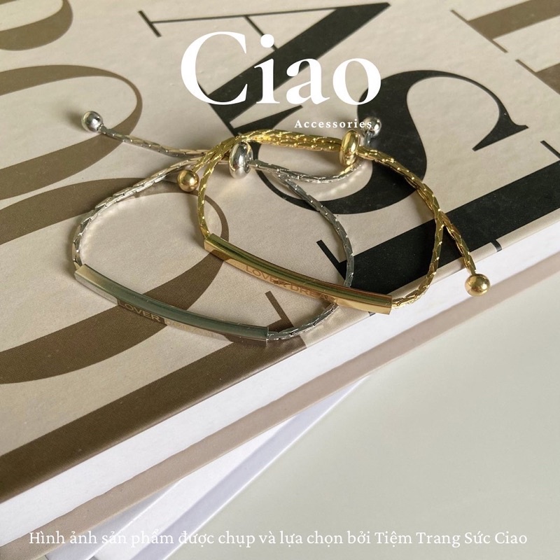 [HOẢ TỐC 1H] Vòng tay/ Lắc tay titan không gỉ thiết kế hoạ tiết chữ đơn giản Lover Dream Ciao