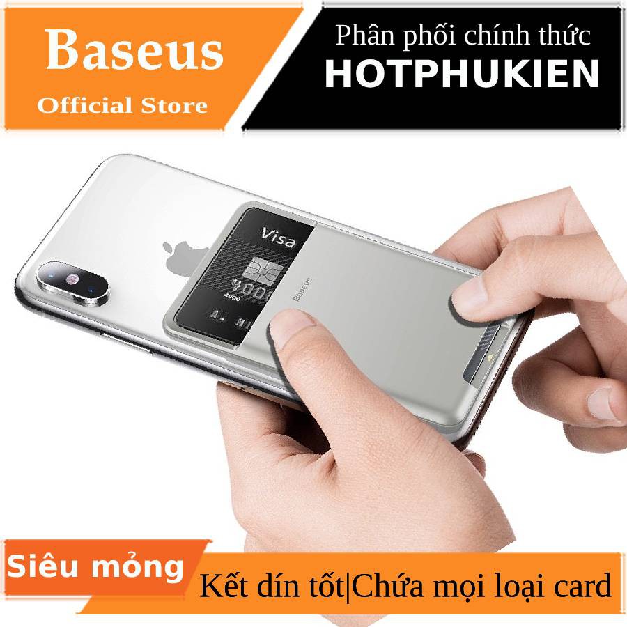 Case đựng thẻ túi đựng Name Card mini siêu mỏng dán mặt lưng sau điện thoại hiệu BASEUS Back Stick - Hàng chính hãng