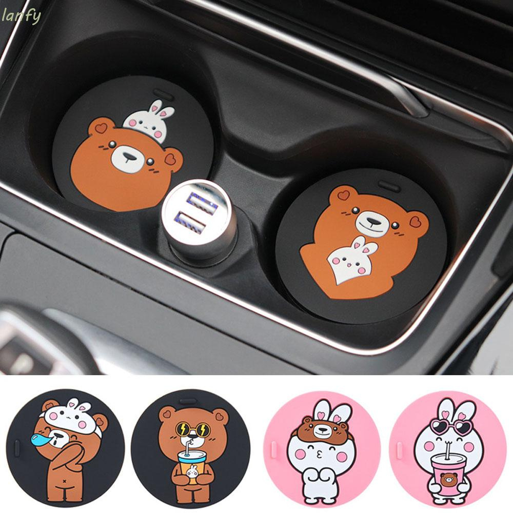 Tấm lót cốc chống trượt siêu bền họa tiết hoạt hình dễ thương cho xe hơi