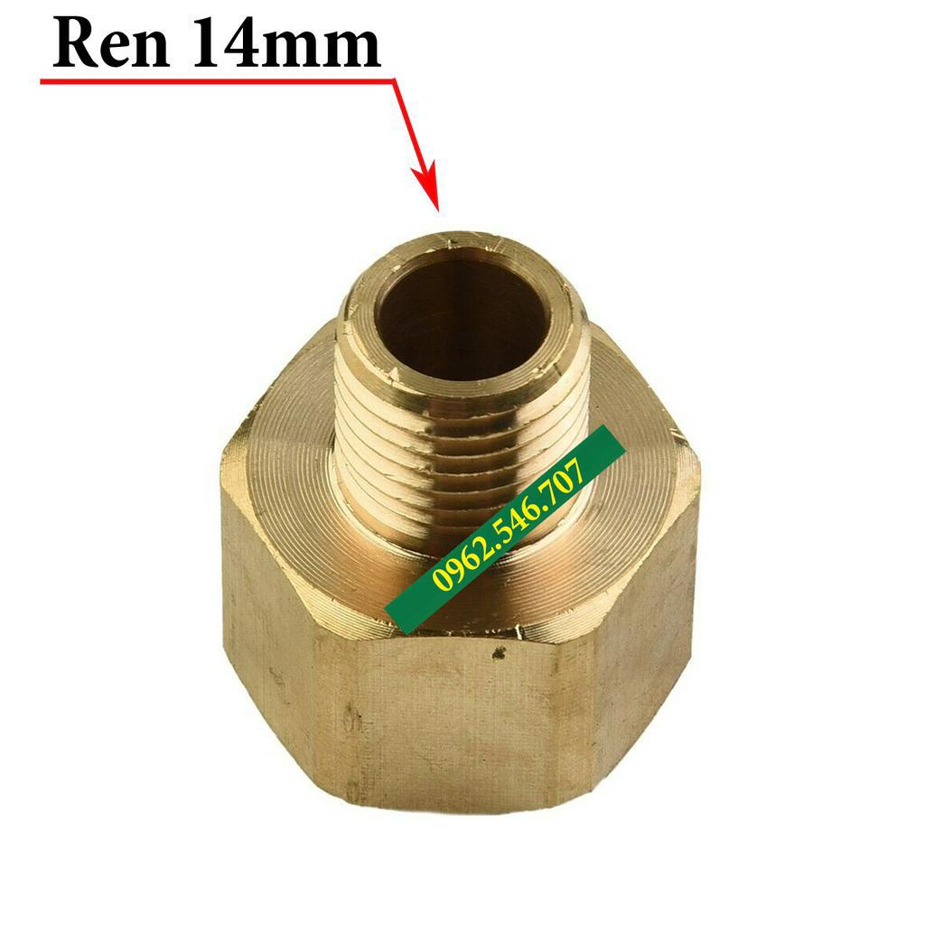 Đầu chuyển bằng Đồng ren 22mm trong sang 14mm ngoài