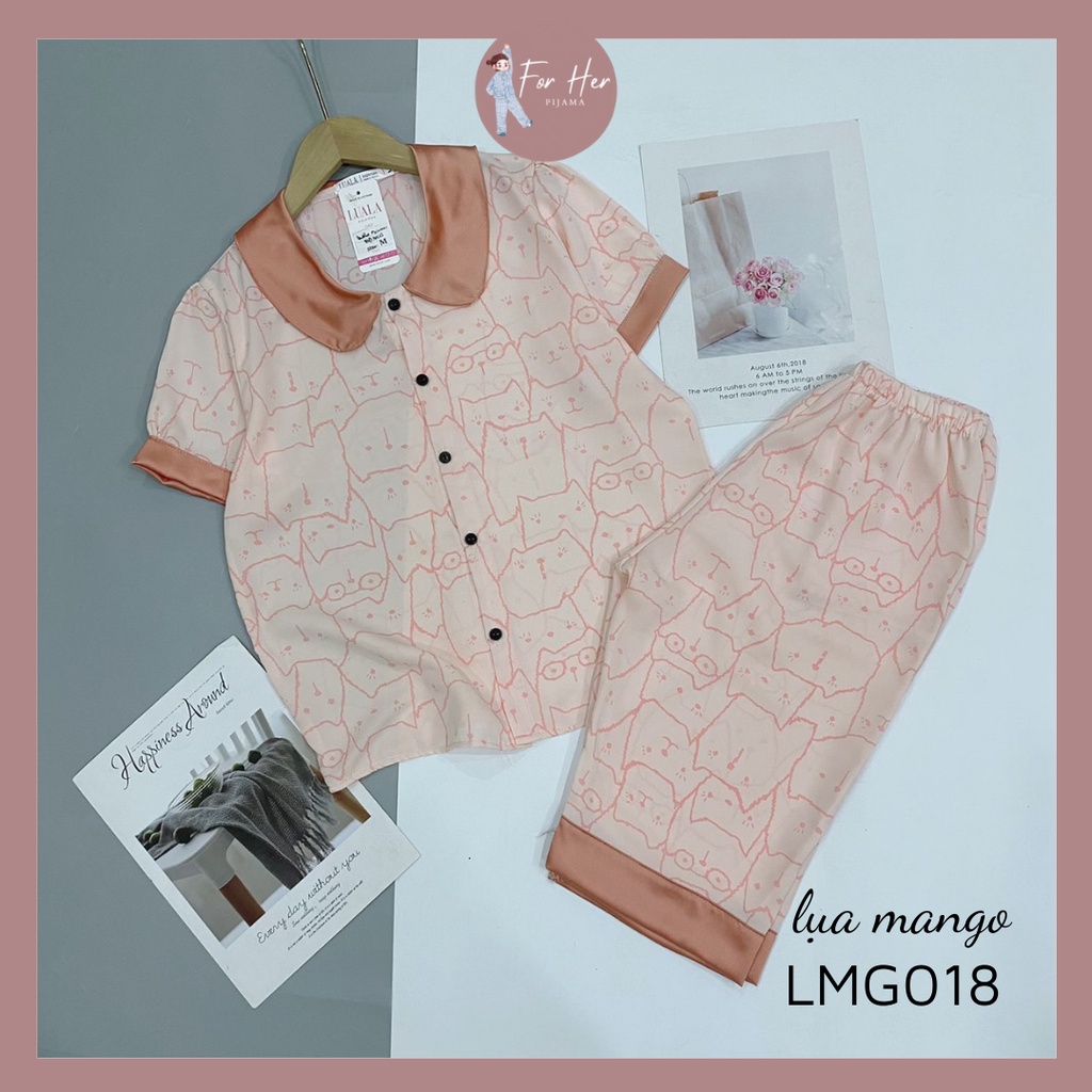 Đồ Bộ Pijama Lụa💖Bộ Lụa Pizama Áo Cộc-Quần Ngố🌸Chất Liệu Lụa Satin Cao Cấp Mát Lịm