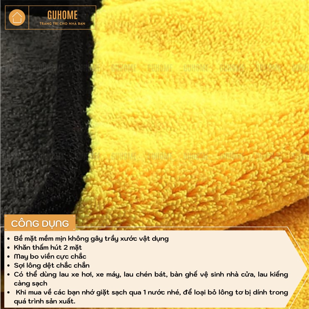 KHĂN MICROFIBER 2 LỚP LAU XE Ô TÔ, NHÀ CỬA CHUYÊN DỤNG KÍCH THƯỚC 30 X 60 CM
