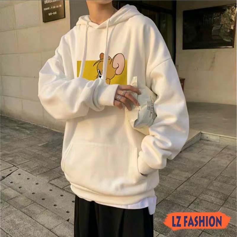 ÁO HOODIE HOẠT HÌNH FORM RỘNG VẢI NỈ CHẤT ĐẸP KHÔNG XÙ LÔNG PHONG CÁCH HÀN QUỐC - LZ FASHION - GV043