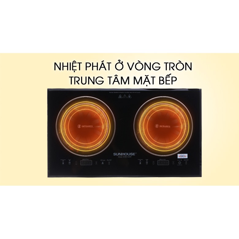 [ELHA10 giảm tối đa 1TR] Bếp hồng ngoại đôi Sunhouse SHB9102MT Hàng CHính Hãng Sunhouse