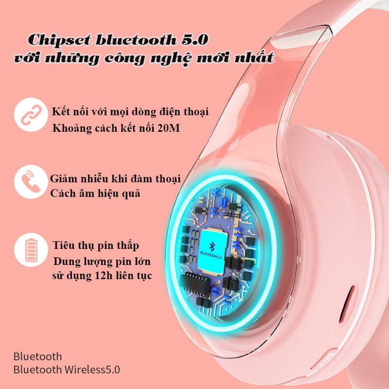 Tai Nghe Bluetooth Chụp Tai Không Dây Có Mic B39 Headphone Bluetooth Dễ Thương Âm Thanh Nổi Hifi Bass Mạnh Mẽ