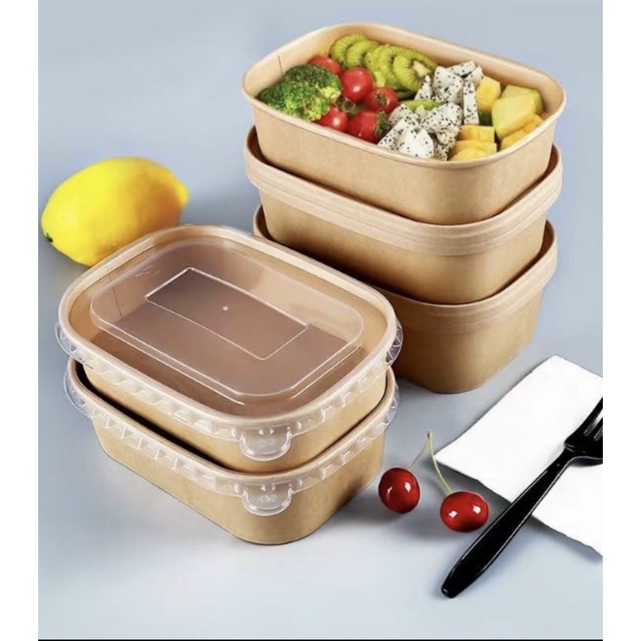 50 cái Hộp giấy chư nhật  bento kèm nắp 750ml, 1000ml