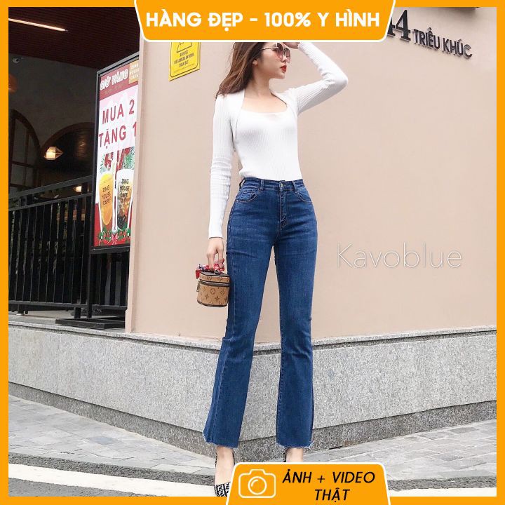 Quần bò nữ ❤️ 𝐇𝐚̀𝐧𝐠 𝐜𝐚𝐨 𝐜𝐚̂́𝐩 ❤️ Quần jean nữ ống loe, siêu nâng mông, kéo dài chân, mẫu mới 2021 | BigBuy360 - bigbuy360.vn