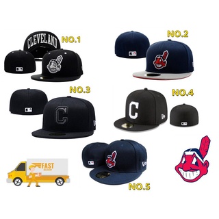 MLB Cliff Indians Baseball Team Non-Adjustable Baseball Cap Full Seal Cap Size Flat Brim Hat Hip Hop Baseball Cap Couple Hat Sun Hat Street Fashion Hat Unisex Size Pl