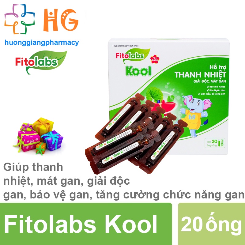 Mát gan Fitolabs Kool dạng ống uống giúp thanh nhiệt giải độc tăng cường chức năng gan cho bé Hộp 20 Ống