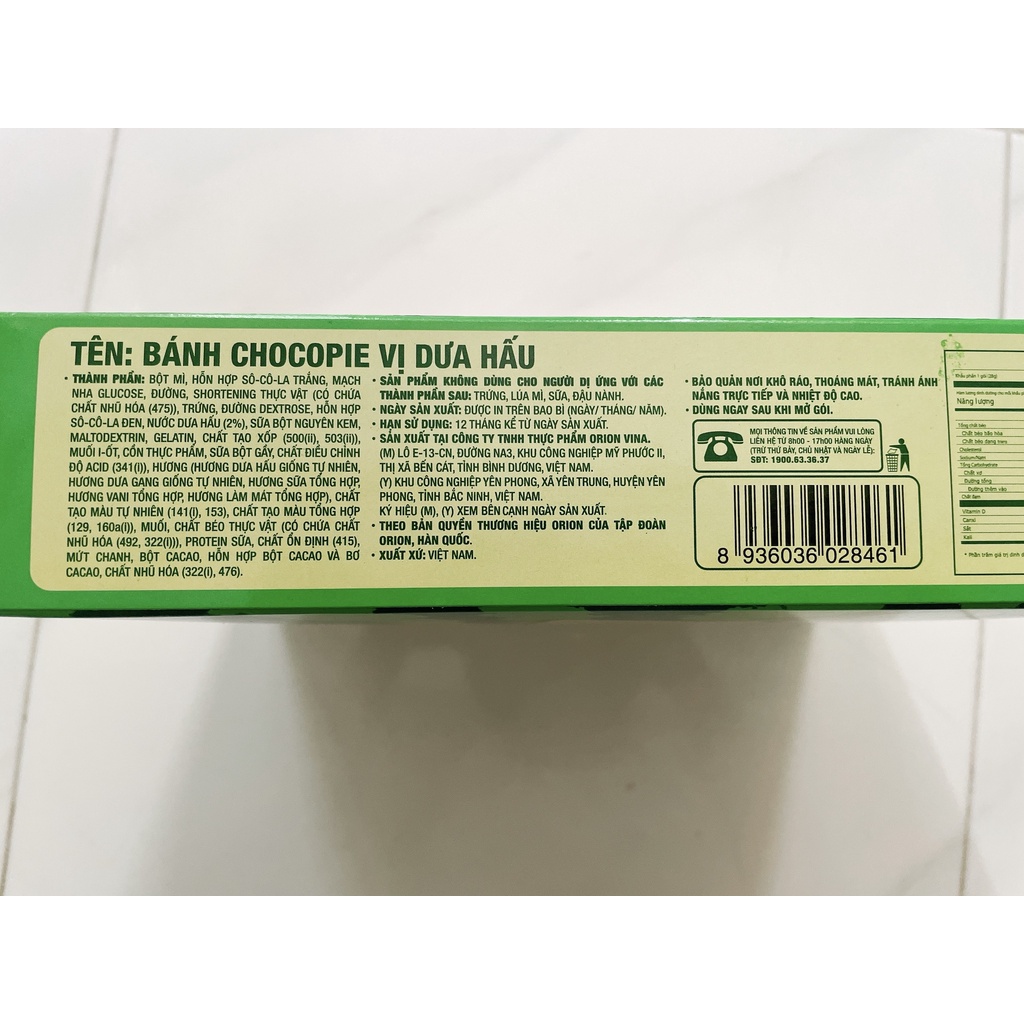 BÁNH CHOCOPIE ORION VỊ DƯA HẤU - HỘP 12 CÁI