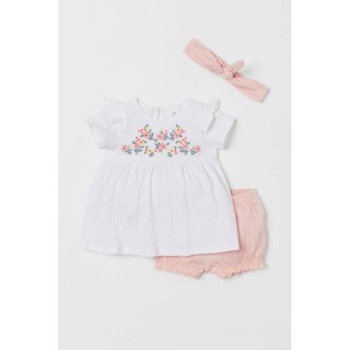 Set 3ct bộ đũi kèm băng đô h&m sz 4m-3y