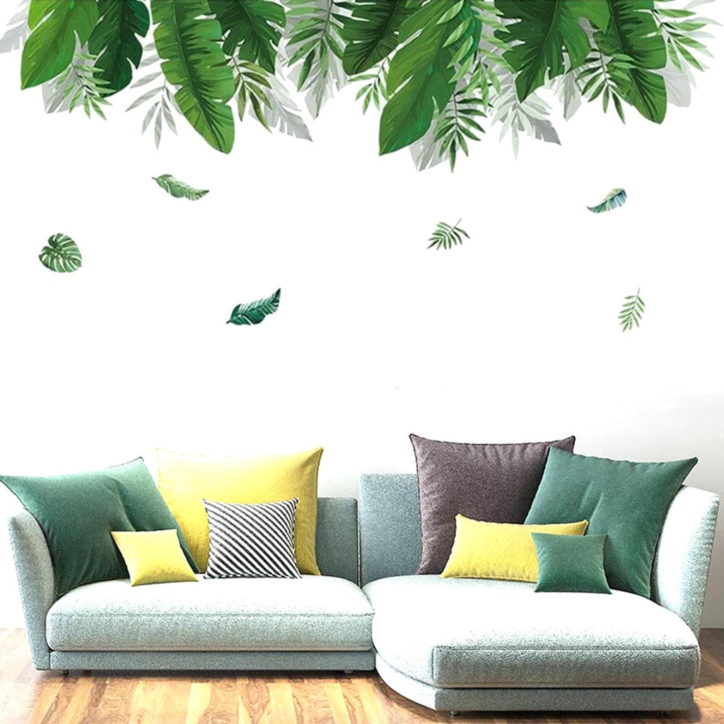 DARON Sticker Dán Tường Tự Dính Họa Tiết Lá Cây Nhiệt Đới Mùa Hè Trang Trí Phòng