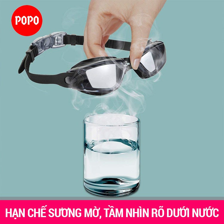 Kính bơi người lớn với mắt kính trong chống tia UVPOPO 2360 mắt kiếng bơi hạn chế sương mờ chống hấp hơi