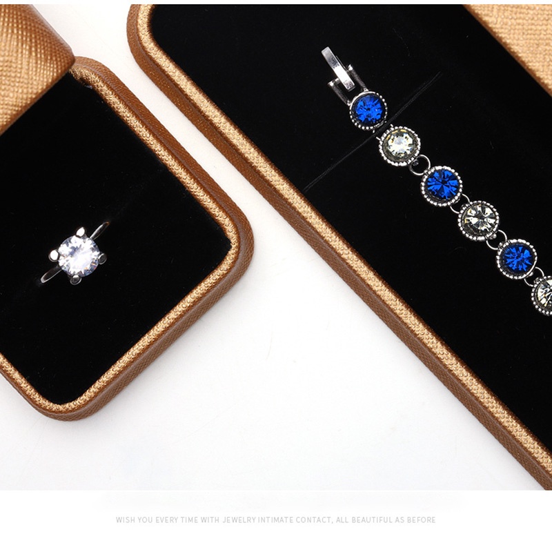 Hộp Đựng Trang Sức Bằng Da PU Cao Cấp Hình Chữ Thập Đính Ngọc Trai Sang Trọng