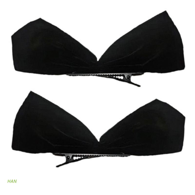 Set 2 Kẹp Tóc Nơ Lớn Bằng Nhung Màu Trơn Thời Trang Vintage Dành Cho Nữ