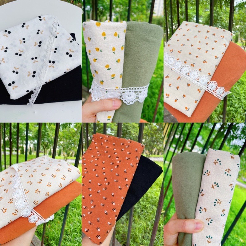 vải thô đũi mẫu thiết kế riêng ghép set gồm 1m màu trơn và 1m hoạ tiết dùng may váy,áo,đồ bộ
