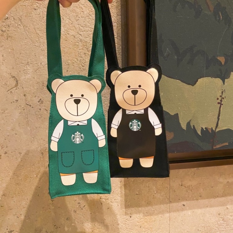 [ẢNH THẬT] Túi vải STARBUCKS Taiwan Bearista vải canvas chuẩn hãng đầy đủ phụ kiện túi tote mini đựng bình nước hình gấu