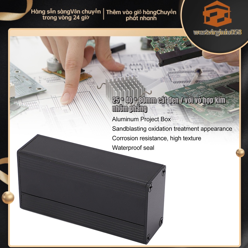 Có thể bán buôn Hộp dự án hợp kim nhôm Phun cát Bảng mạch đen 1 25‑1 5mm Vỏ Westvirginia058 Hàng giao ngay