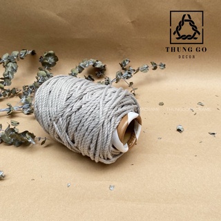 Dây thừng cotton macrame • 3 xoắn • 3-5mm • MÀU XÁM SÁNG