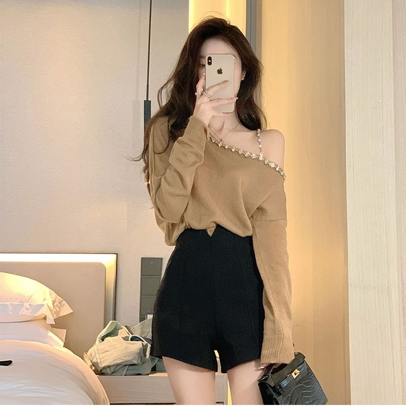 Áo Len Nữ Tay Dài Trễ Vai Thời Trang Quyến Rũ