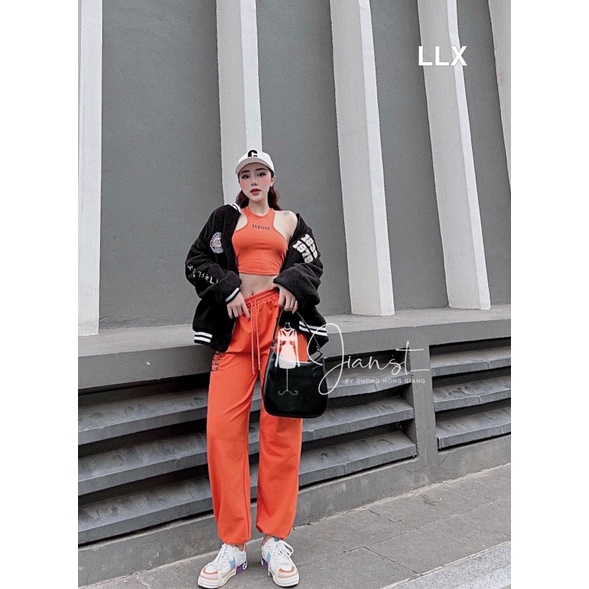 Set áo crotop + quần bo thể thao