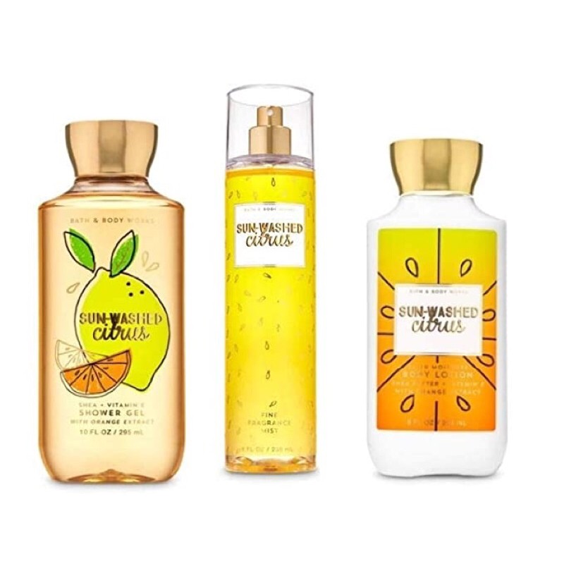 [Auth] Bộ sản phẩm tắm dưỡng xịt thơm toàn thân Bath and Body Works - Sun Washed Citrus