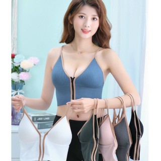 (sẵn)Áo bra thun tăm 4 chiều kéo khóa(5 màu)