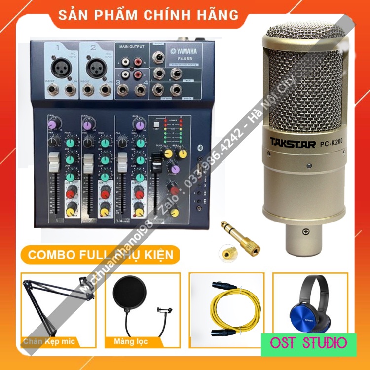 Trọn Bộ Mixer F4 Yamaha Mic Takstar PC-K200 . Âm Thanh Cực Hay , Sống Động , Dễ Dàng Lắp Đặt . Bảo Hành 12 Tháng