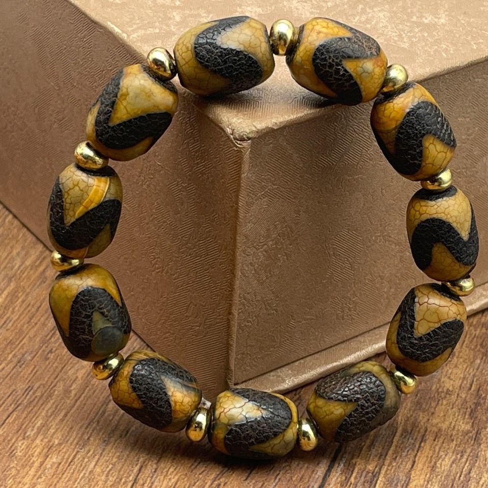 Vòng Tay Chuỗi Hạt Đá Mã Não Phong Cách Retro Tây Tạng 07.30