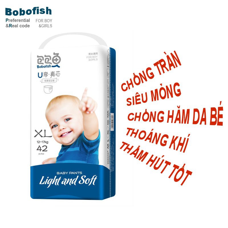 Thùng Bỉm BOBOFISH 2 Bịch Dán/Quần Nội Địa Trung Cao Cấp S120-M104-M100-L92-XL84-XXL76-XXXL72